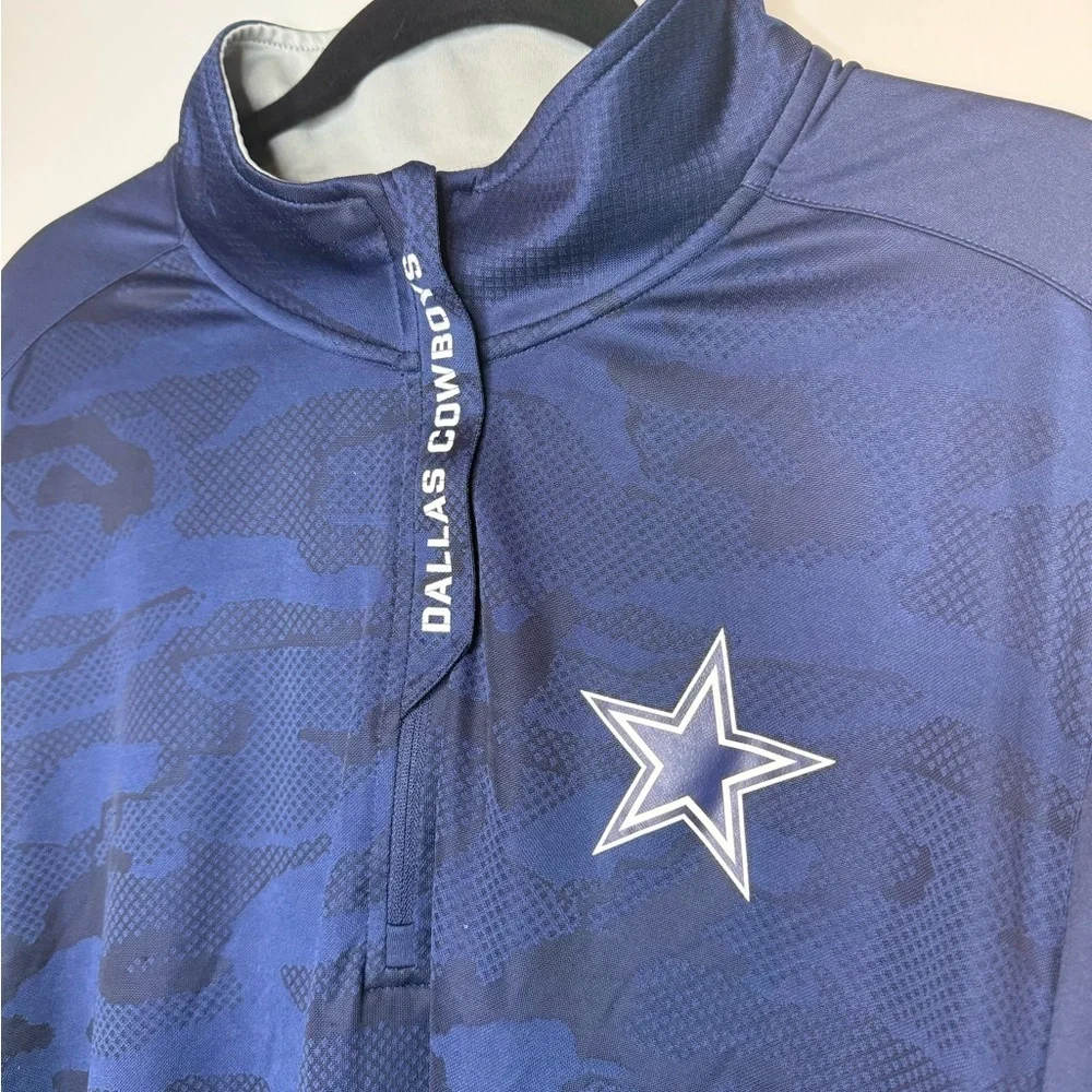 Men's Fanatics Navy Dallas Cowboys Camo Jacquard Quarter-Zip Jacket